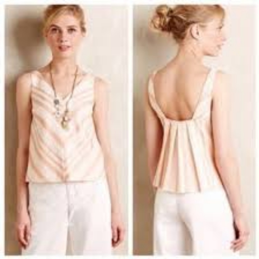 Anthro HD Top | Chevron Linen Peach Cream 12